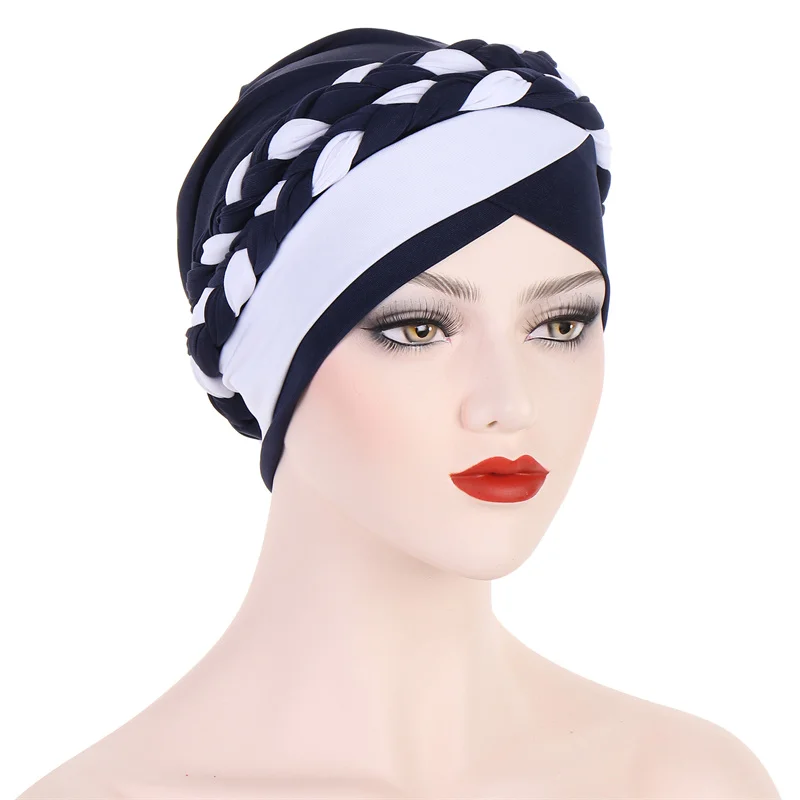 Top Trends: India Black White Braid Modal Jersey Turban Hats Beanie Bonnet Canner Islamic Headwear Cancer Chemo Caps Muslim Hair Loss Covers Shoppable Styles