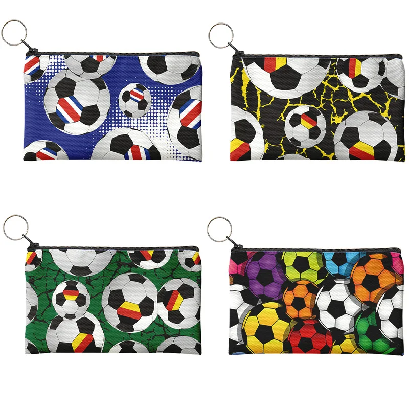 Top Trends: New Football Pattern Coin Purses Small Fresh Canvas Coin Wallet Lady Girls Earphone Coin Key Money Storage Bag Zipper Pouch Shoppable Styles