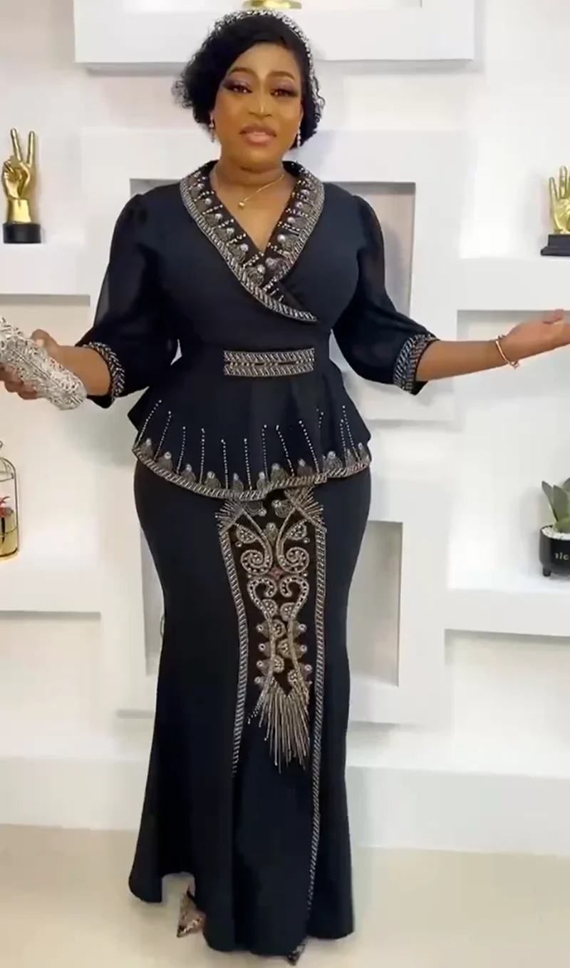 Top Trends: 2 Pieces Set Africa Clothes Dashiki African Skirts And Top For Women Ankara Wedding Gown Outfits 2022 Plus Size Lady Party Dress Shoppable Styles