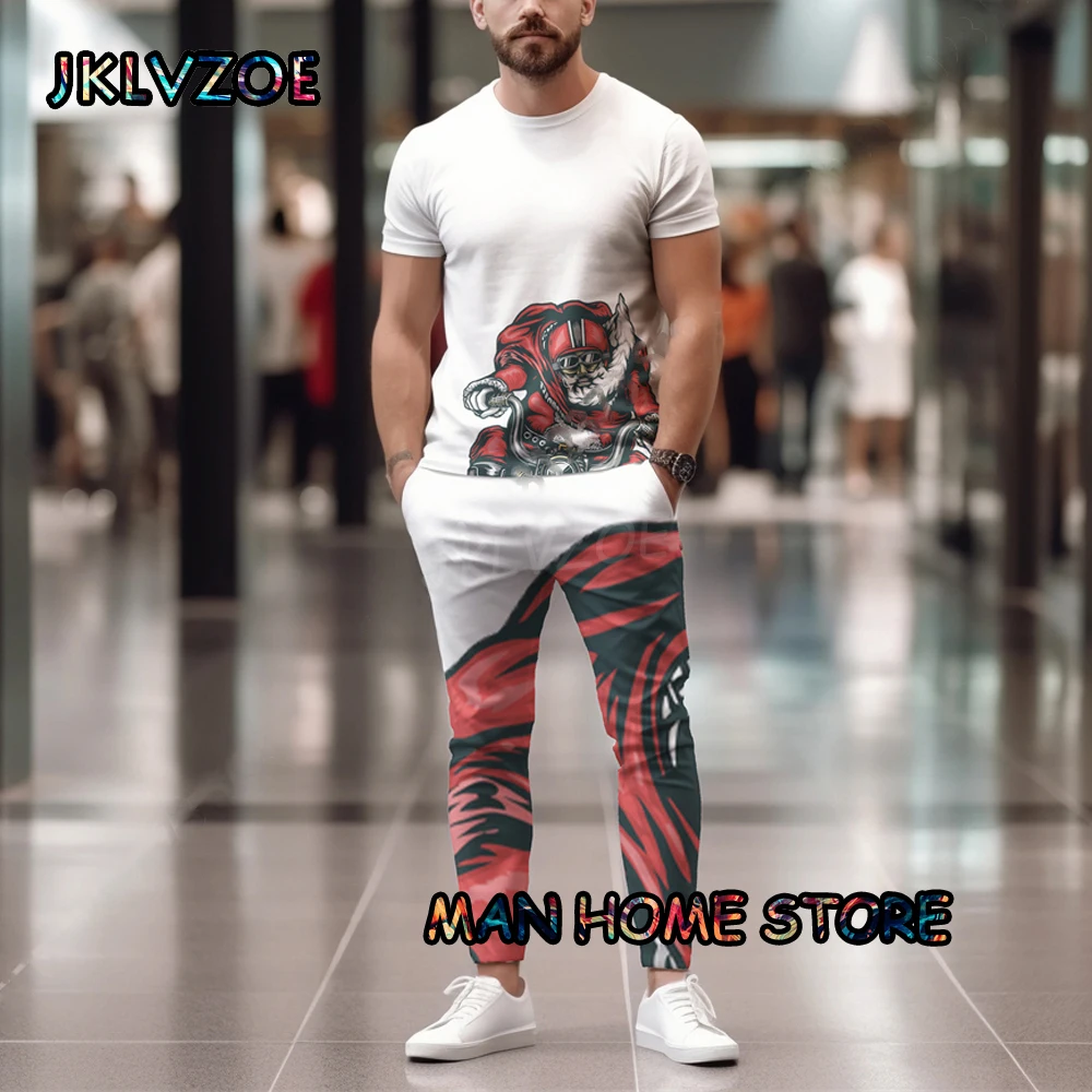 Top Trends: Summer Men&#039;s Trend Santa Claus Tracksuit 2 Piece Sets 3D Printing T Shirts+ Pants Fashion Short Sleeve Trousers Male Unisex Suit Shoppable Styles