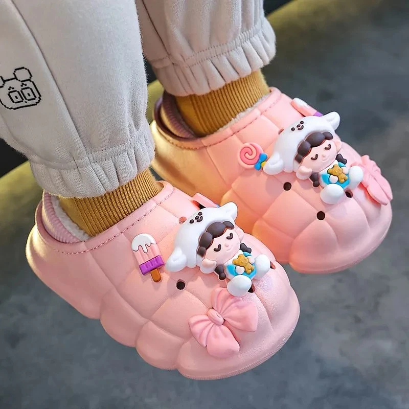 Top Trends: 2022 Winter Children&#039;s Cotton Slippers BABI Cute Cartoon Indoor Slippers Home Warm Baby Cotton Furry Warm Shoes Shoppable Styles