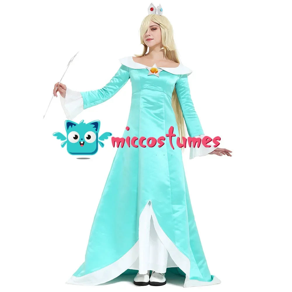 Top Trends: Miccostumes Women's Rosalina Costume Dress Including Crown Wand And Earings For Princess Cosplay Light Blue Dress Halloween Shoppable Styles