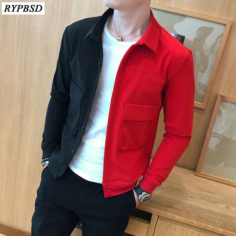 Top Trends: Black Red Bomber Jackets For Men 2024 Fashion Brand Slim Fit Single Breasted Harajuku Patchwork Hip Hop Jacket Men Style Clothes Shoppable Styles