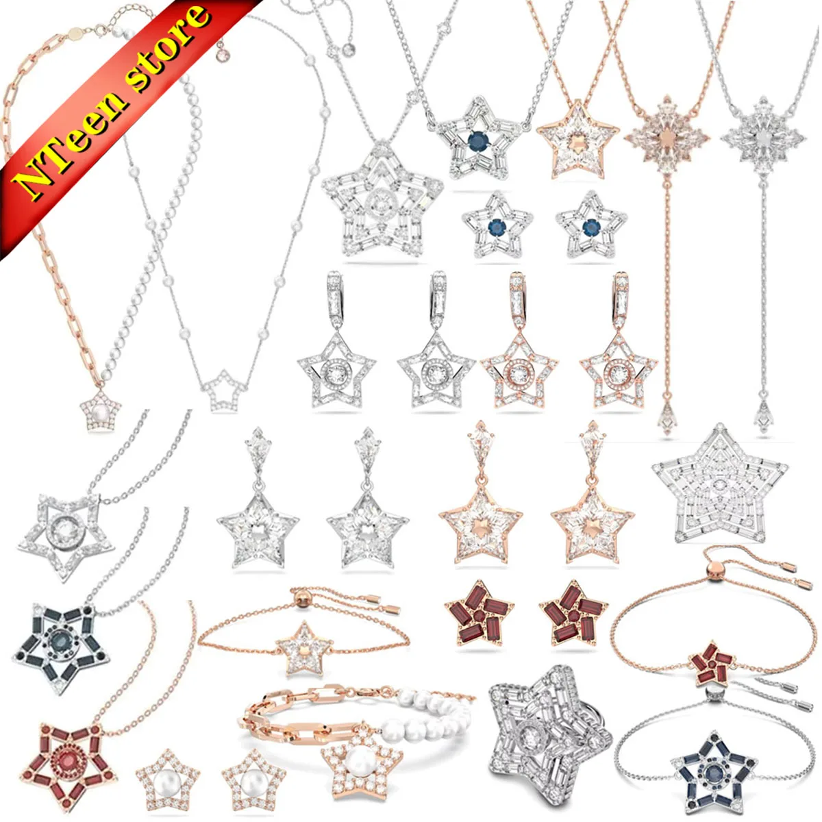 Top Trends: XFU Original Premium Jewelry Set Classic Flower Beat Crystal Five-pointed Star Women's Necklace Earrings Bracelet Party Gift Shoppable Styles