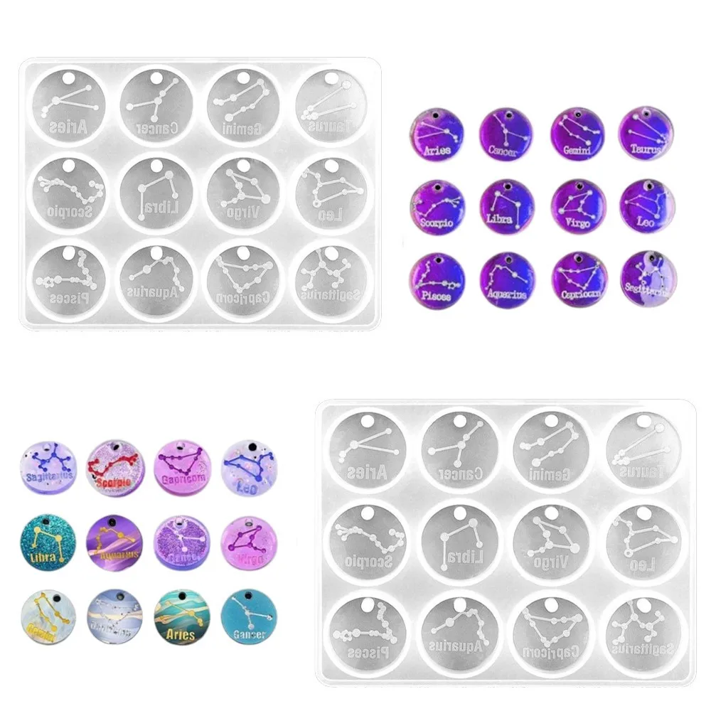 Top Trends: 12 Zodiac Constellation Epoxy Resin Round Molds For DIY Pendant Necklace Bracelet Keychain Jewelry Making Craft Casting Mould Shoppable Styles