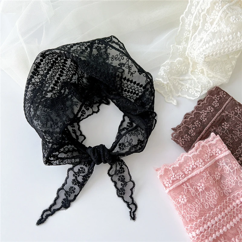 Top Trends: Hollow Lace Triangle Scarf Head Wrap Scarf Office Lady Wrist Hair Tie Bandana Kerchief Women Girl Headscarf Headband Hair Band Shoppable Styles