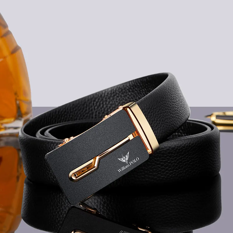 Top Trends: Men's Business Belt Fashion Genuine Leather Automatic Buckle Belt Personalized High End Belt Shoppable Styles - Image 4