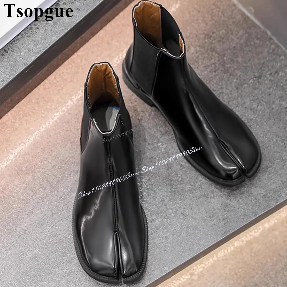 Top Trends: Black Leather Split Toe Elastic Men's Tabi Shoes Men Boots Slip-On Runway Casual Party Shoes 2023 Fashionable Zapatillas Muje Shoppable Styles