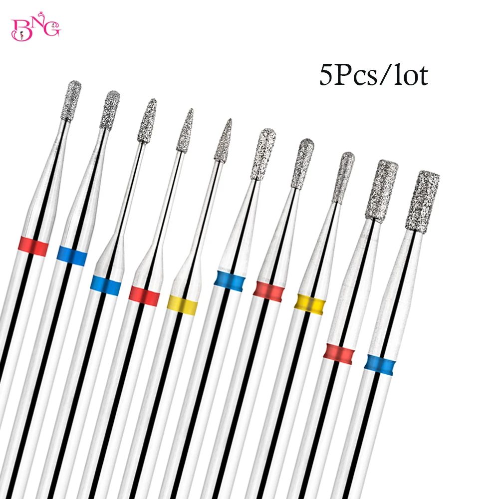 Top Trends: BNG 5Pcs Electric Cuticle Clean Bit 3 / 32'' Diamond Nail Drill Bit Pointed Burr Nail Art File For Milling Machine Manicure Cutter Shoppable Styles