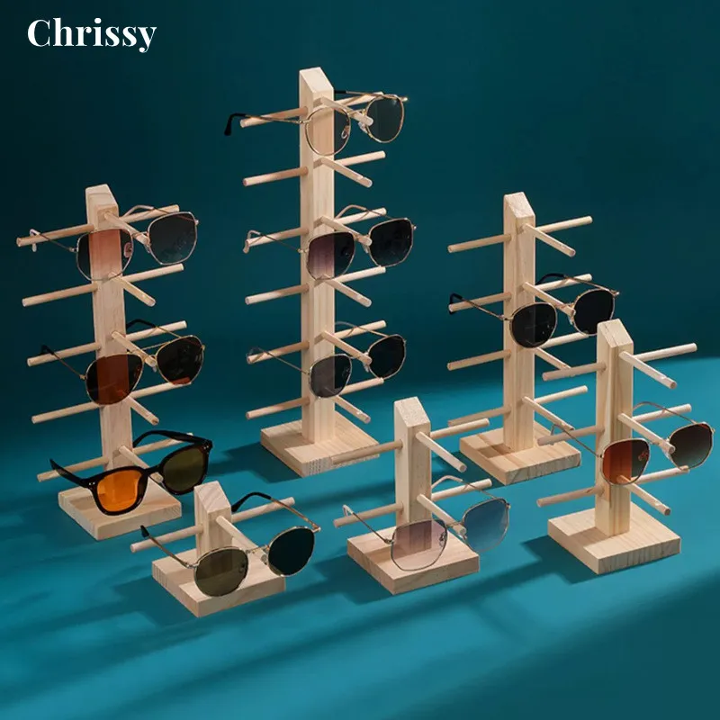 Top Trends: 1~6 Layers Wood Sunglass Display Rack Shelf Glalsses Storage Eyeglasses Show Stand Jewelry Holder Multi Pairs Glasses Showcases Shoppable Styles