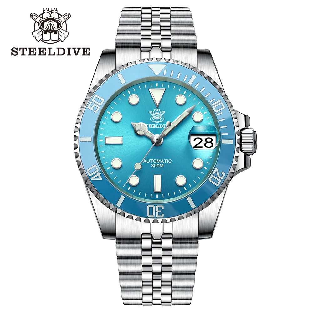 Top Trends: STEELDIVE Brand SD1953 Turquoise Ceramic Bezel Insert NH35 41mm Case Sapphire Glass 300M Men Diver Watches Reloj Hombre Shoppable Styles