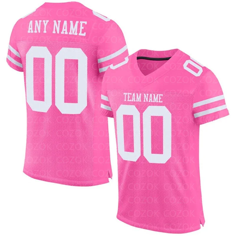 Top Trends: Pink Series Customized Football Jersey For Men Football Short Sleeves Athletic Tee Shirts Shoppable Styles