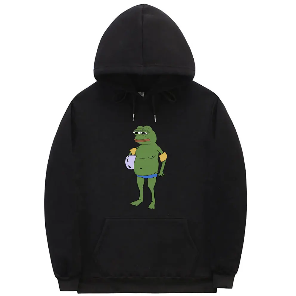 Top Trends: Funny Frog Pepe Swimming In Shorts Graphic Hoodie Men Women Casual Loose Hooded Sweatshirt Male Fleece Cotton Oversized Hoodies Shoppable Styles