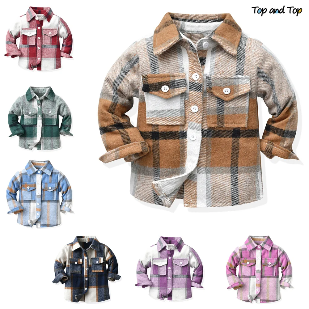 Top Trends: Top And Top Spring Autumn New Kids Boys Girls Casual Jacket Coats Children Long Sleeve Buttons Down Plaid Tops Toddler Outerwear Shoppable Styles