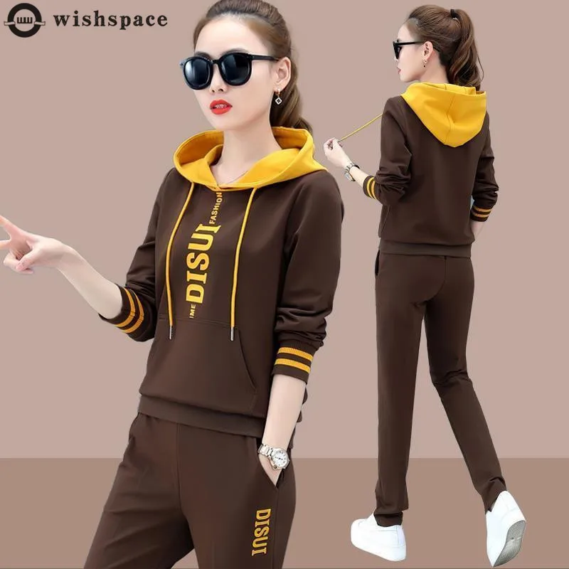 Top Trends: 2022 Spring And Autumn Sports Suit Women's Casual Korean Version Loose Hooded Top Age Reduction Two-piece Set Shoppable Styles