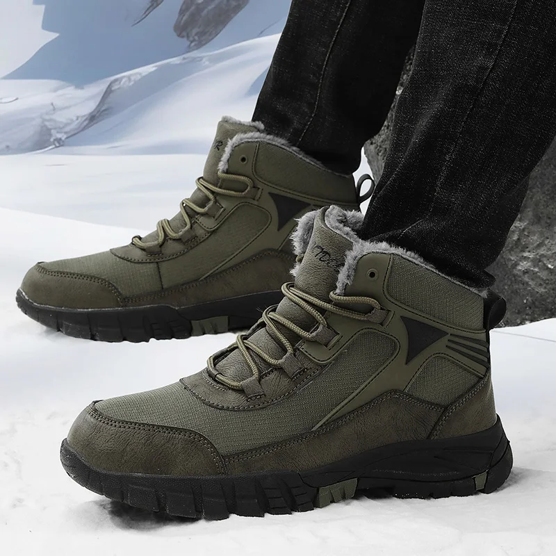 Top Trends: Boots For Men Warm 2023 Winter New Fur Shoes Men Sneaker Rubber Hiking Shoe Fashion Casual Waterproof Leather Hiking Boots Shoppable Styles