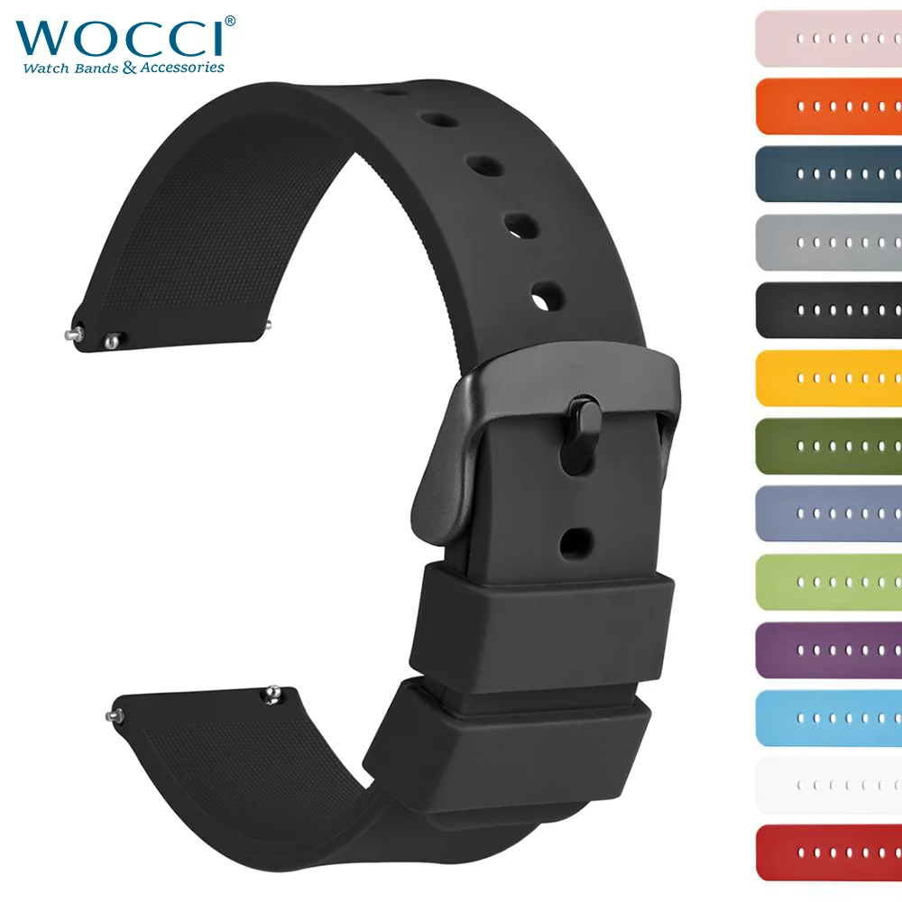 Top Trends: WOCCI Silicone Rubber Watch Band Strap 14mm 16mm 18mm 19mm 20mm 21mm 22mm 24mm For Men Women Replacement Bracelet Black Blue Red Shoppable Styles