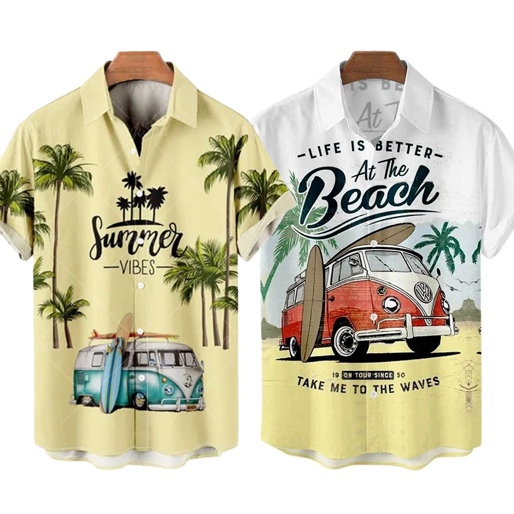 Top Trends: Men Beach Seaside Holiday Shirt Summer Short Sleeve Loose Sand Beach Of Hawaii Shirts Blouse Big Yards Camisa For Male Clothing Shoppable Styles