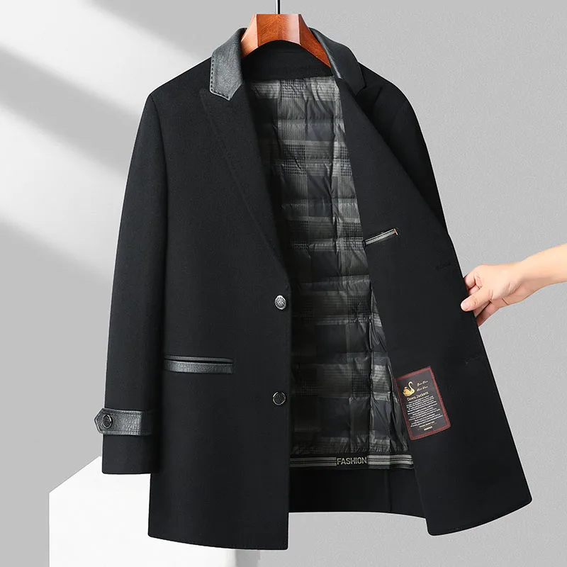 Top Trends: TOP 2023 Autumn / Winter Woolen Coats Business Casual Thicken Warm Wool Jacket Leather Collar & White Goose Down Inner Windbreaker Shoppable Styles