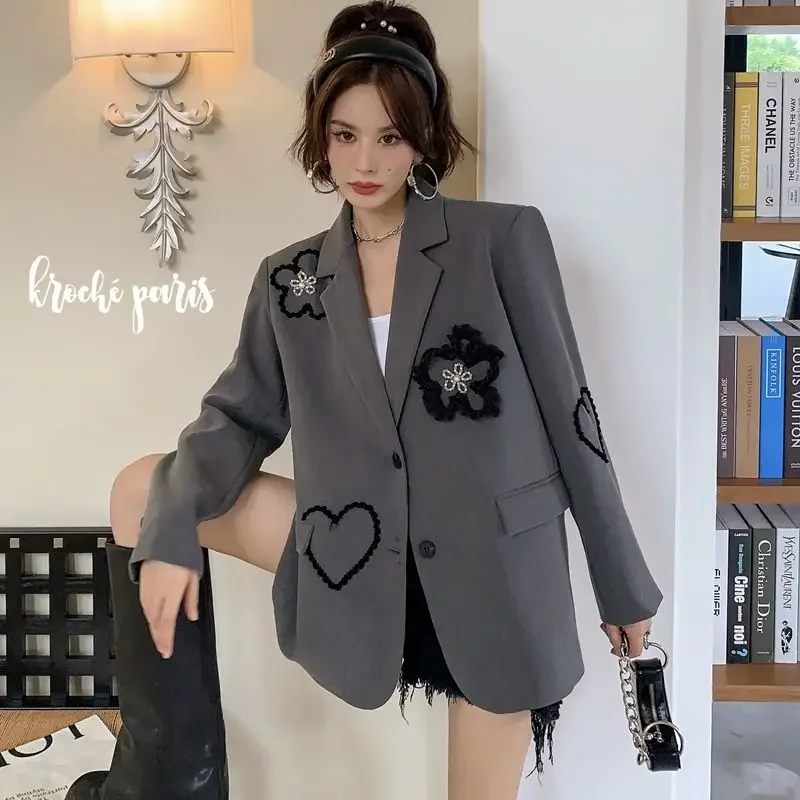 Top Trends: Vintage Oversized Women Blazers Long Sleeves Suit Jacket Flowers Embroidery Luxury Designer Clothing Coats Y2k Harajuku Shoppable Styles