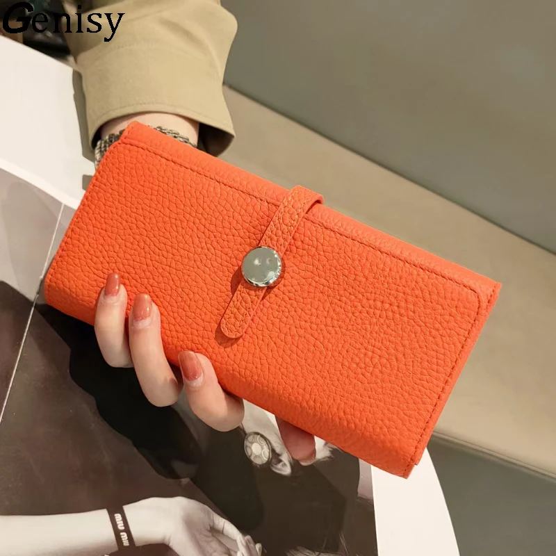 Top Trends: Genuine Leather Wallet Women Long Clutch Fashion Luxury Brand Ladies Purses Card Holder Zipper Coin Pocket High Quality Billfold Shoppable Styles