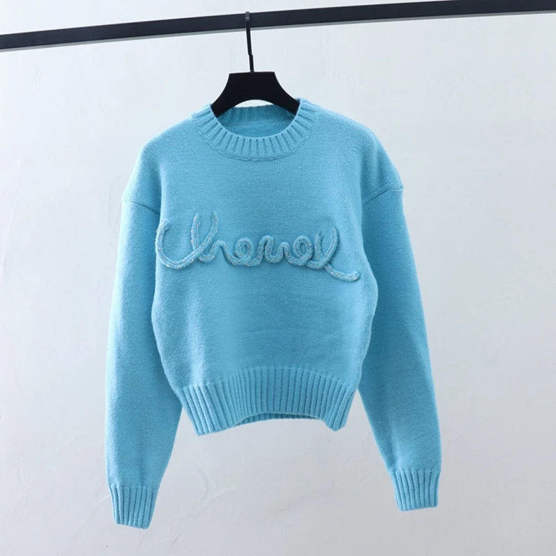 Top Trends: Xiaoxiang Pullover Sweater Women's Design Sense Autumn / Winter Letter Knitted Beaded Round Neck Short Simple Knitted Top Shoppable Styles