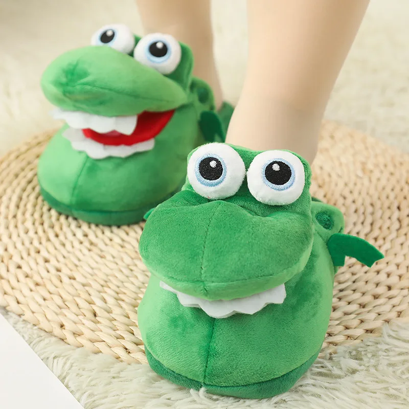 Top Trends: Women Crocodile Cotton Slippers With Moving Mouth Funny Non-slip Ladies Home Cotton Shoes Cute Gifts Girls Plush Toy Slipper Shoppable Styles