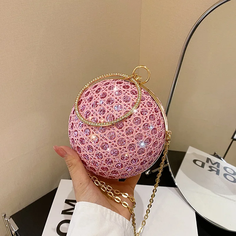 Top Trends: Sparkly Round Evening Purses For Women Shiny Diamonds Handbag Unusual Party Mini Small Bags Fashion Luxury Shoulder Bag Woman Shoppable Styles