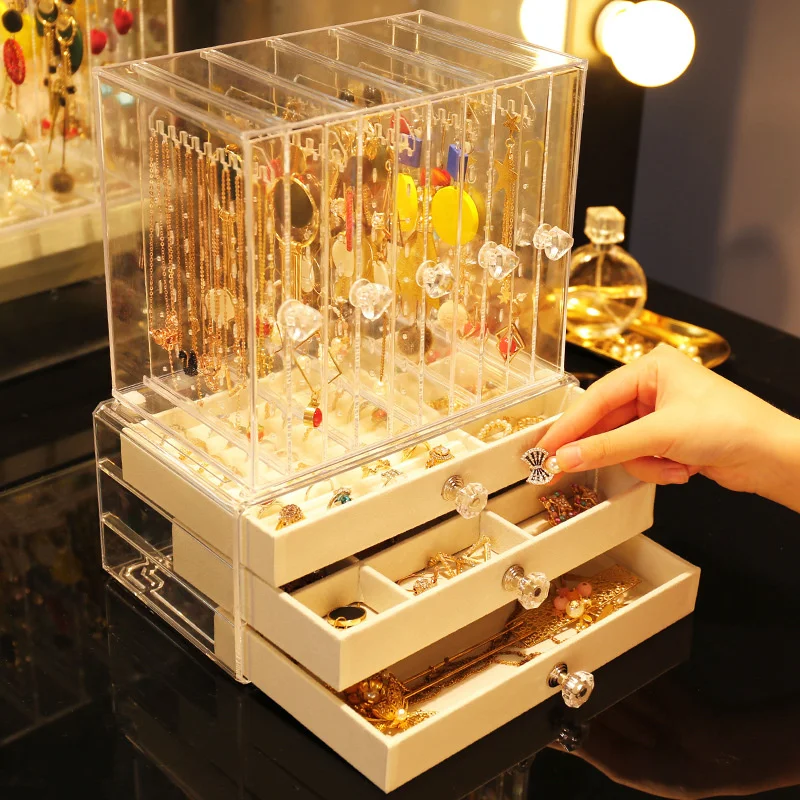 Top Trends: Large Capacity Transparent Acrylic Jewelry Storage Box For Girl Earrings Necklace Display Drawer Gift Shoppable Styles