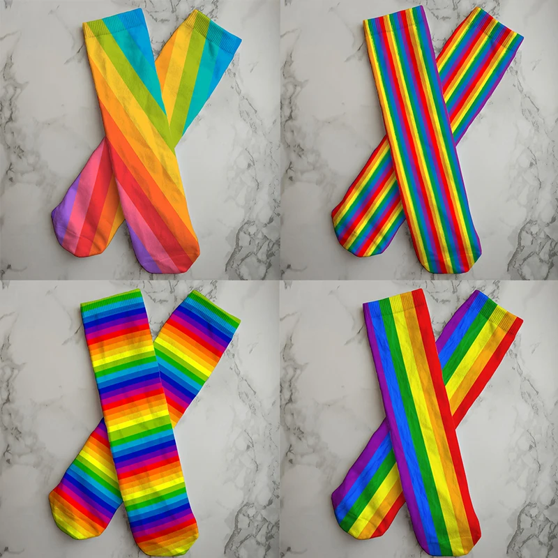 Top Trends: Women Colorful Printed Summer Socks Rainbow Comfortable Soft Long Socks For Unisex Funny Harajuku Personalized Sokken For Female Shoppable Styles