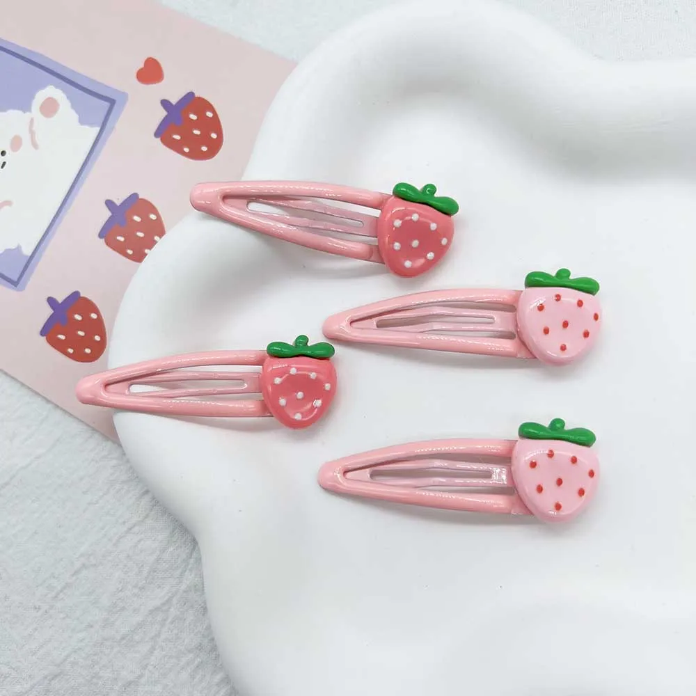 Top Trends: 1 / 2pcs Girls Pink Strawberry Hair Clip Alloy Hairpin Barrettes Bangs Side Clip Non-Slip Fruit BB Snap Clip Hair Accessories Shoppable Styles - Image 5