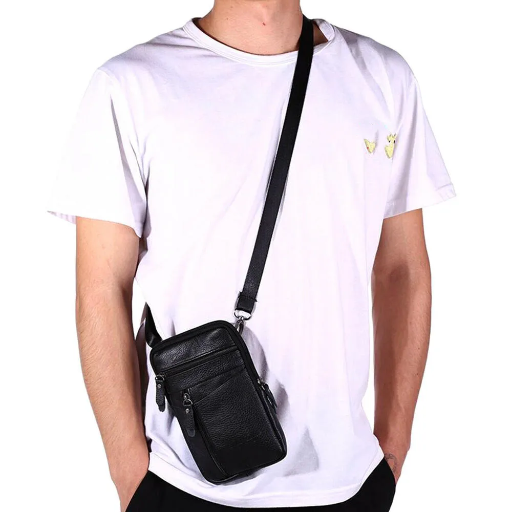 Top Trends: Men&#039;s Leather Small Bag Fashion Phone Pouch Belt Bag Shoulder Crossbody Waist Pack Vintage Multi-Function Mens Mini Bag 2023 New Shoppable Styles