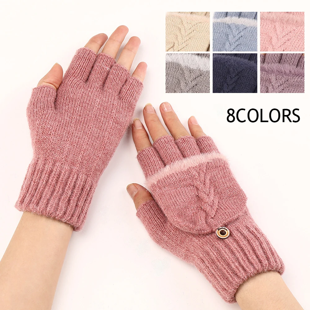 Top Trends: 2023 New Knitted Fingerless Flip Gloves Winter Warm Flexible Touchscreen Gloves Men Women Unisex Exposed Finger Mittens Glove Shoppable Styles