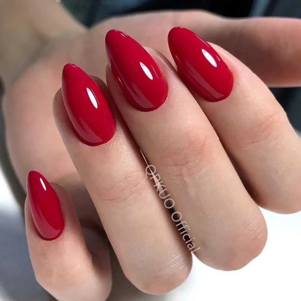 Top Trends: DIY Press On Fake Nail Wine Red Short False Nails With Glue Stiletto Women Finger Decorated Christmas Manicure Tools Shoppable Styles