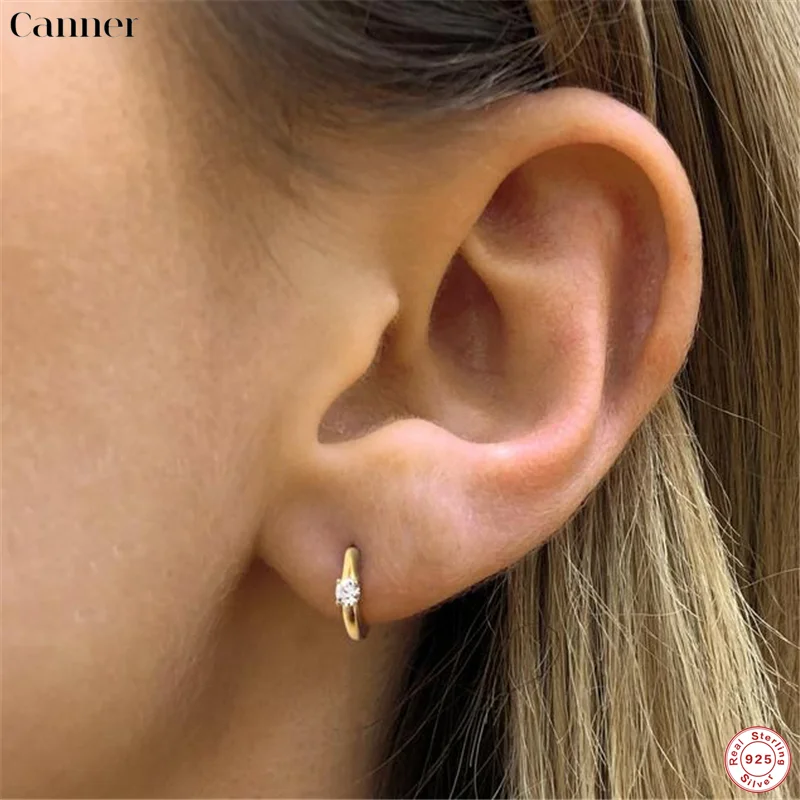 Top Trends: Simple Luxury Circle Zircon Earring 925 Sterling Silver Crystal CZ Hoop Earrings For Women Gold Silver Fashion Jewelry Wholesale Shoppable Styles