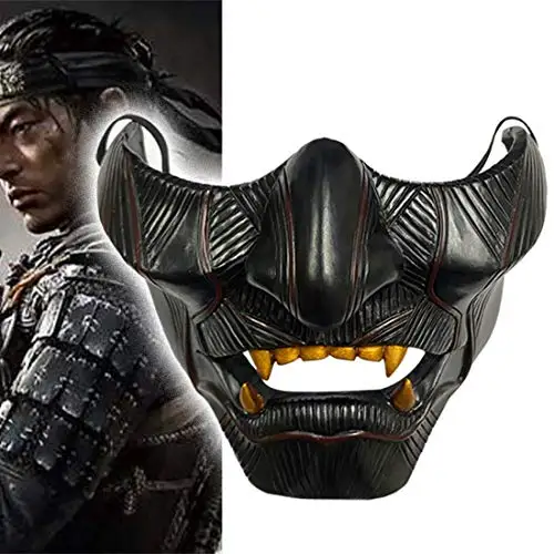 Top Trends: Ghost Of Tsushima Mask Jin Sakai Cosplay Half Face Samurai Warrior Face Prop Halloween Hannya Mask Decoration Party Prop Resin Shoppable Styles