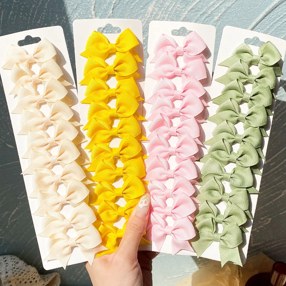 Top Trends: 10Pcs / Set Solid Color Grosgrain Ribbon Hairpins For Kids Bows Hair Clips Boutique Handmade Headwear Girls Baby Hair Accessories Shoppable Styles - Image 4