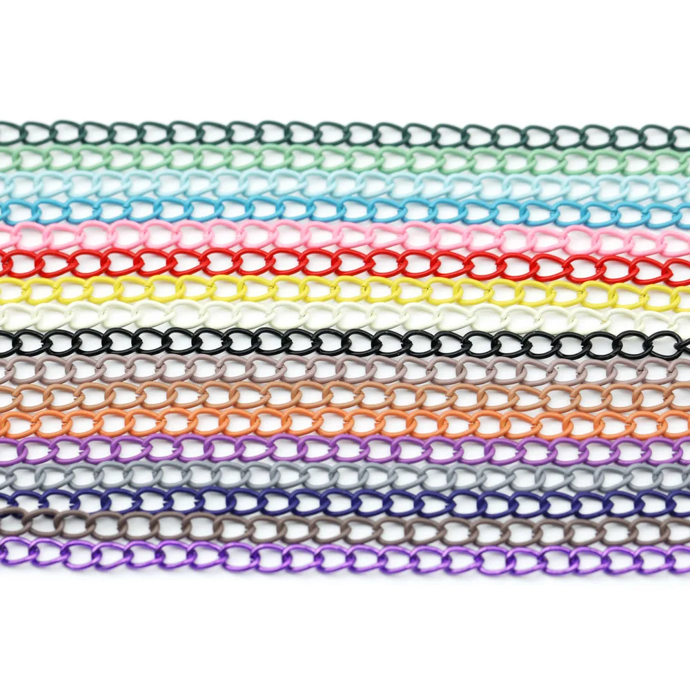 Top Trends: 2 Meters 5mm Metal Chain Colorful Iron Connecting Chain Combination Chain Extension For Jewelry Making Findings DIY Supplies Shoppable Styles