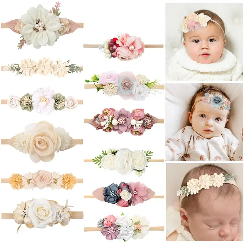 Top Trends: Baby Headband Flowers For Girls Cute Elastic Floral Hair Bands Newborn Toddler Headwear Nylon Headbands Kids Hair Accessories Shoppable Styles