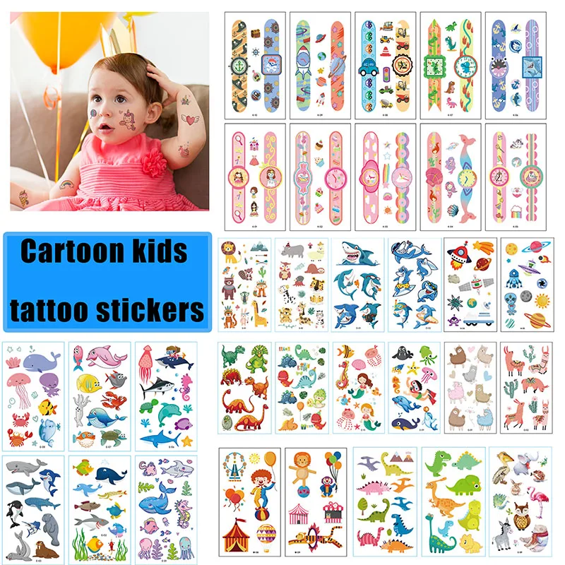 Top Trends: 10 Pack Fake Tattoo Sticker Cartoon Temporary Mermaid Unicorn Animal Tattoo Kids Arm DIY Body Art Cartoon Shoppable Styles