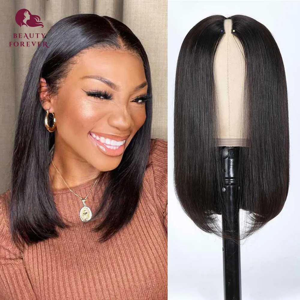 Top Trends: Beauty Forever High Quality Short Bob V Part Wig Human Hair No Leave Out Straight V Shape Glueless Wig Machine Made For Women Shoppable Styles