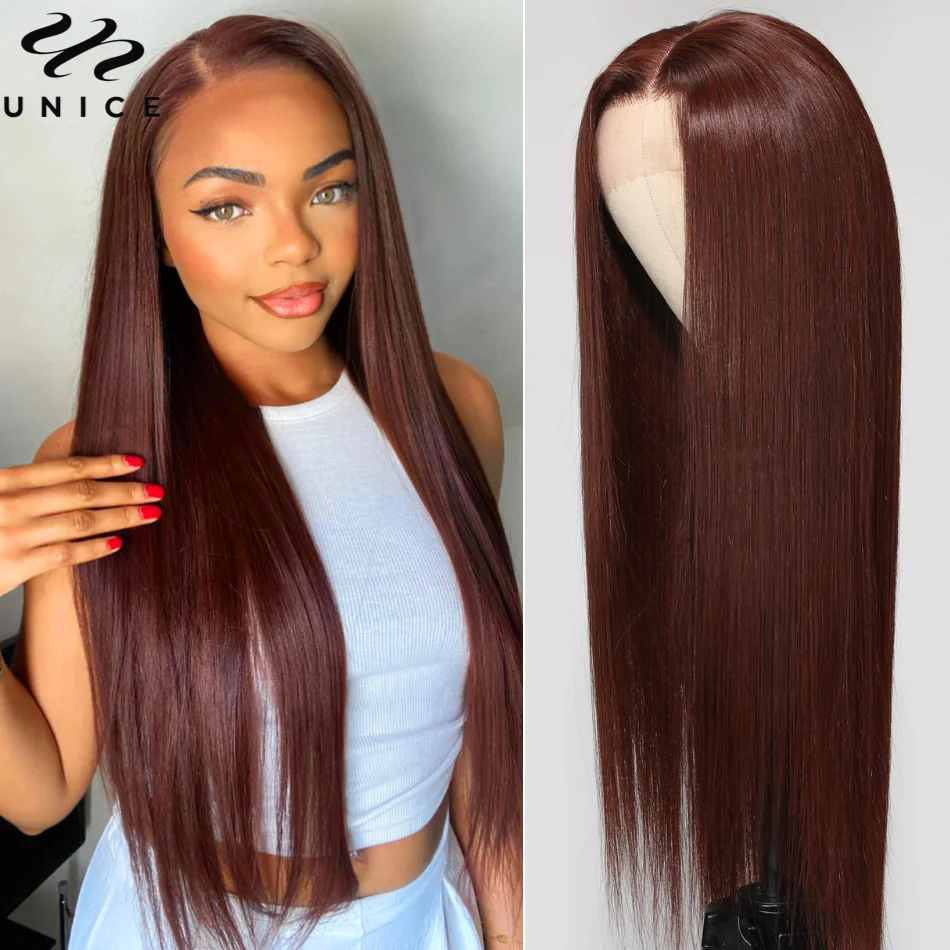 Top Trends: UNice Hair Dark Chocolate Brown 13x4 Lace Front Wig Human Hair Straight Lace Wig Pre Plucked Lace Frontal Wig Can Be Restyled Shoppable Styles