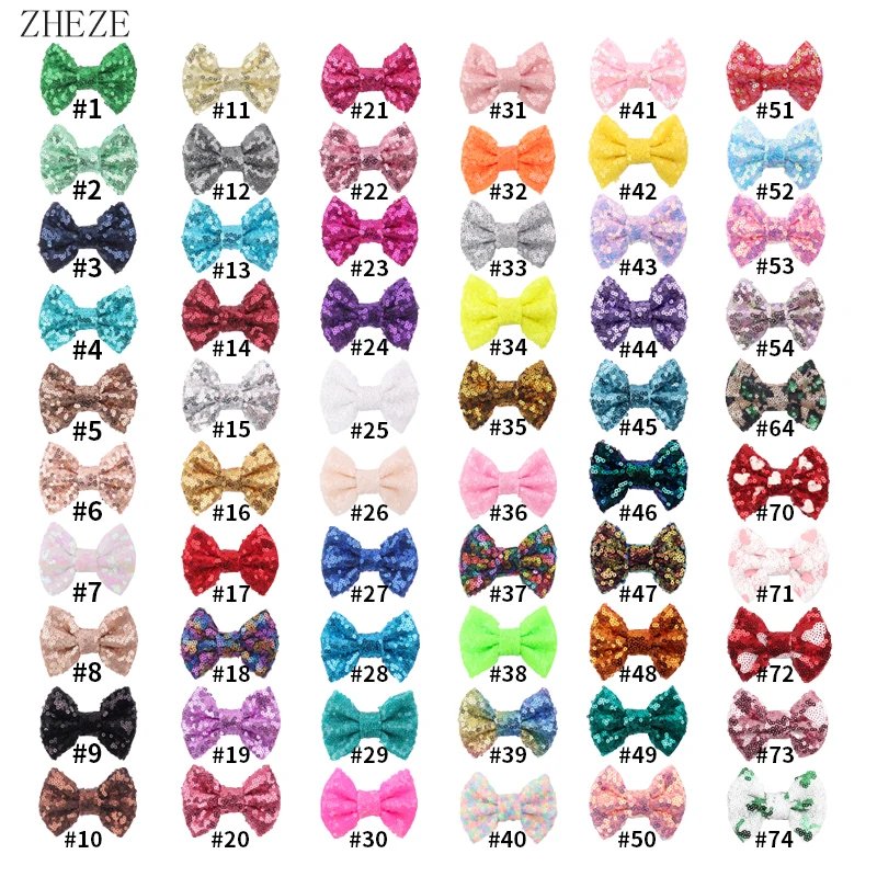 Top Trends: 10Pcs / Lot NEW 54 Colors Trendy 3" Mini Sequins Bows For Girls Headband Hair Clip Glitter Chic Hairpins DIY Hair Accessories Shoppable Styles - Image 6