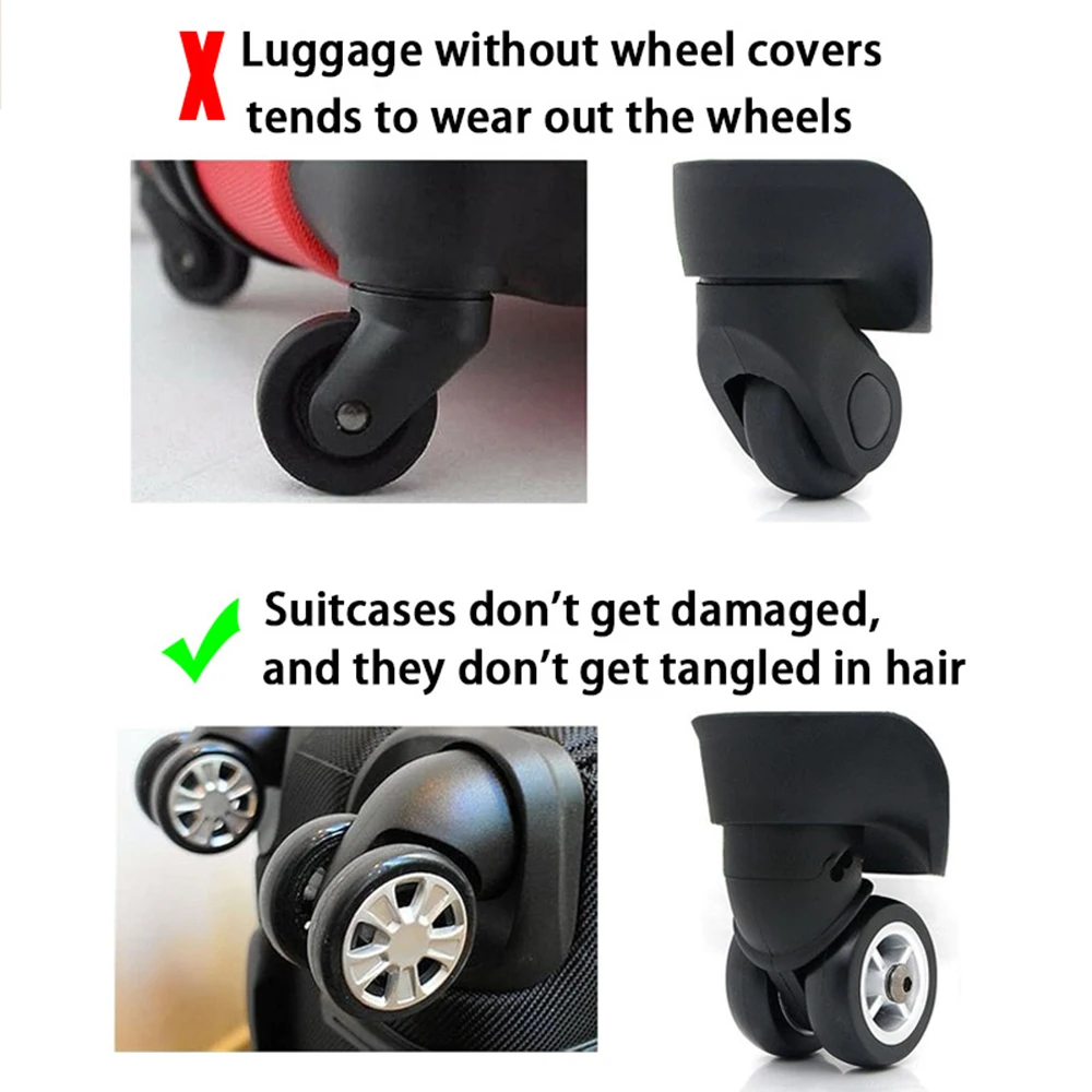 Top Trends: 8Pcs Luggage Wheels Covers Thicken Silicone Luggage Wheel Protector Cover Reduce Noise Shock Absorption Suitcase Accessories Shoppable Styles - Image 5