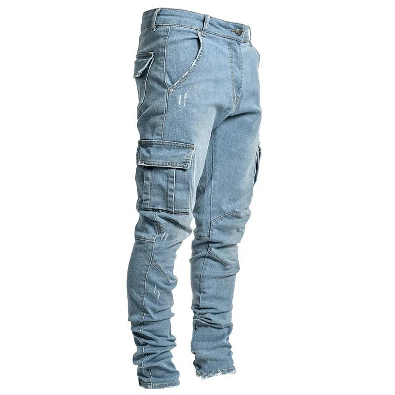 Top Trends: European And American Fashion Men&#039;s Jeans Multi-Pocket Elastic Thick Leggings Daily Casual Sports Pants High-Quality Cargo Jeans Shoppable Styles