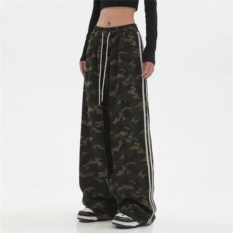 Top Trends: Hip Hop Vintage Camouflage Striped Jogging Sweatpants Women Streetwear Oversize Elastic Waist Wide Leg Casual Sports Trousers Shoppable Styles