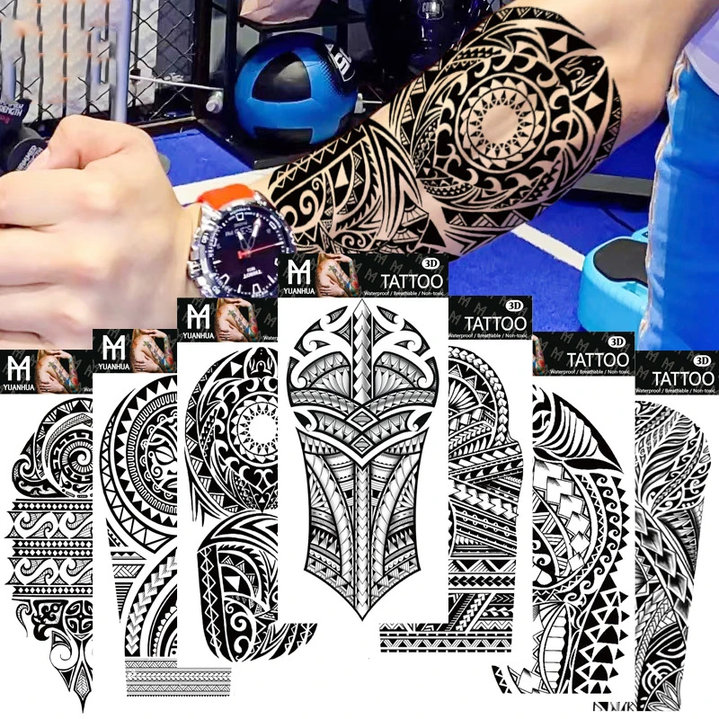 Top Trends: Waterproof Temporary Fake Tattoo Upper Arm Men Women Human Wolf Head Totem Arabic Text Disposable Fake Pattern Stickers Shoppable Styles