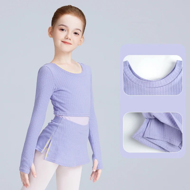 Top Trends: Girls Round Neck Knitted Shawl Ballet Dance Suit Kids Toddler Autumn Winter Ballet Training Top Culotte Socks 3 Piece Split Set Shoppable Styles - Image 5