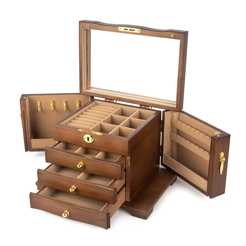 Top Trends: Large Jewelry Box Wood Ring Bracelet Earrings Jewelry Boxes Organizer Drawer Necklace Tray Display Accessories Storage Organizer Shoppable Styles - Image 2