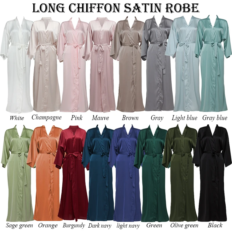 Top Trends: Owiter 2021 New Satin Chiffon Robes Bridesmaid Robes Bride Robe Women Wedding Long Robe Bathrobe White Robe Satin Robe Shoppable Styles